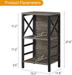 Small Bookcase,3 Tier Industrial Bookshelf with Metal Frame and Backboard,Low Grey Book Shelf,Book case for Small Spaces,Living Room,Bedroom and Home Office
