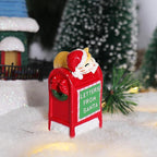 NINIPAPA Christmas Village Accessories Santa's Mailbox Villages Sets for Christmas Decoration Cute Cat Send Letter to Santa Resin Christmas Ornaments