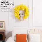 26 Inch Spring Wreaths for Front Door Large Forsythia Floral Summer Door Wreath Outdoor All Season Wild Wreath for Easter Valentines Home Living Room Porch Yard Window Farmhouse Decor (Yellow)
