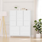 GarveeHome 15 Drawers Dressers, Chest of Drawers with Wood Tabletop, Metal Frame, Storage Organizer Unit with Fabric, Tall Dressers for Bedroom Living Room Hallway Entryway, White
