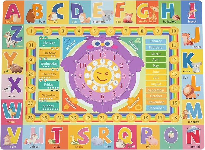 ABC Alphabet Rugs for Kids Toddler, Baby Play Mat for Floor, ABC Carpet for Playroom, Alphabet, Numbers, and Shapes Activity Educational Non Slip Floor Mats for Children Bedroom (40"x60")