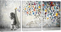 Novatique Banksy Canvas Wall Art Colorful Graffiti Wall Art Beautiful Butterfly Painting Print Abstract Graffiti Street Poster Artwork for Living Room Bedroom,24”x 36”x 3Pcs