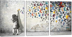 Novatique Banksy Canvas Wall Art Colorful Graffiti Wall Art Beautiful Butterfly Painting Print Abstract Graffiti Street Poster Artwork for Living Room Bedroom,24”x 36”x 3Pcs