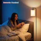 RGB Floor Lamp with Linen Shade, Dimmable Tall Standing Lamp with Remote Control, Color Changing Floor Lamps for Living Room Bedroom Gaming Room, 9W RGB Bulb Included