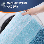 OLANLY Bathroom Rug Set 2 Piece, Soft Absorbent Microfiber Bath Rug Set, Non-Slip, Machine Wash Dry, Plush Shaggy Bath Mats for Bathroom (30"x20"+24"x16", Peacock Blue)