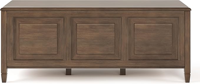 SIMPLIHOME Connaught Storage Bench - 51 inch Wide Solid Wood Trunk Bench in Natural Aged Brown, Traditional Bench for Entryway with Lift-Up Lid and 3 Hidden Compartments