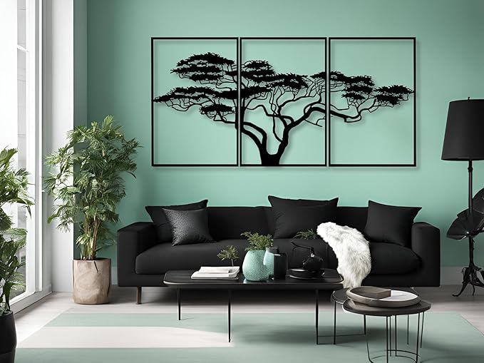 AILLA Tree of Life Wall Art Decor Set of 3 Wall Hanging Sculpture Modern Wall Home Decoration 3D Textured Sculptures for Living Room Bedroom Office Dinnig Room 3 Panels Family Tree Wall Hangings