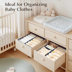 DIMJ Drawer Organizers Clothes, Set of 4 Dresser Organizer Bins, Fabric Closet Organizers and Storage, Shallow Drawer Dividers for Nursery, Clothing, Baby Clothes, Socks, Underwears, Tie (Navy Blue)