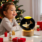 3D Whale Girl Crystal Ball with Wooden Light Base Glass Whales Girls Figurine Night Light Decor for Whale Lovers Women Daughter on Christmas Valentine's Day Birthday (Diameter 2.36 inches)