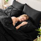 CozyLux Oversized King Comforter Sets Black, 7 Pieces Oversized King Pintuck Bed in A Bag, Pinch Pleat Bedding Sets with All Season Comforter, Flat Sheet, Fitted Sheet, Pillowcases & Shams