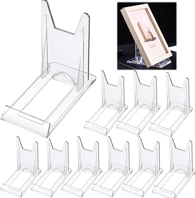 10 Pack Acrylic Book Stand for Display Adjustable Comic Book Holder Stand Portable Clear Easel for Displaying Picture, Sports Cards, Postcard, Magazine, Artworks