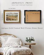 ARPEOTCY Vintage Gold Framed Wall Art Decor, 11x14 Inch Dreamy Wildflower Picture, Retro Farmhouse Landscape Wall Art for Living Room Bedroom, Rustic Bathroom Decor Aesthetic