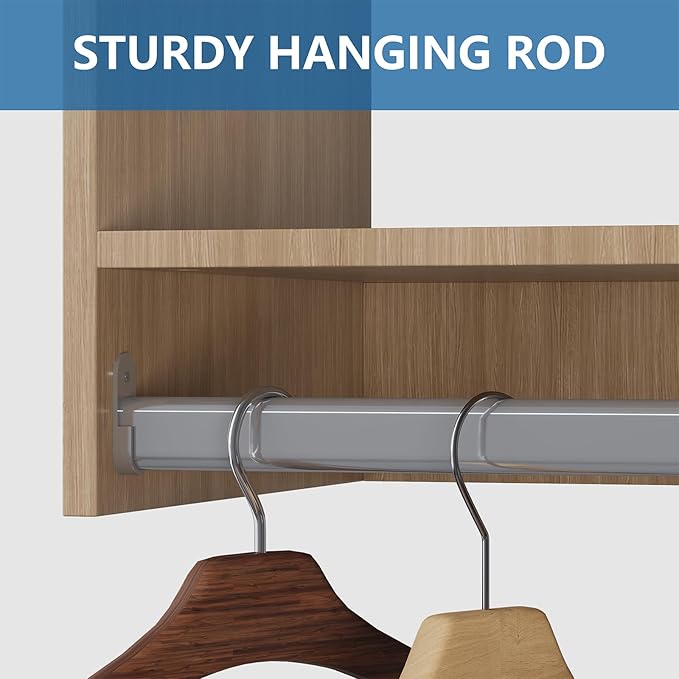 Closet Organizer, Walk-In Closet Wood Tower System, 72" Wide, Wall-Mounted Bedroom Wardrobe Storage