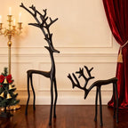 2026 New 2 Pcs Black Metal Reindeer, Black Metal Reindeer Christmas Decoration, European-Style Modern Aluminum Alloy Xmas Figurines, Indoor Holiday Statues for Mantel, Bedroom, Office Table (#B)