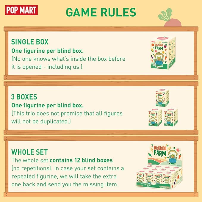 POP MART DUCKOO Farm Blind Box Figures, Random Design Box Toys for Modern Home Decor, Collectible Toy Set for Desk Accessories 12PC