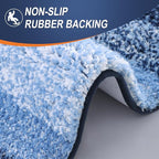 OLANLY Bathroom Rug Set 2 Piece, Soft Absorbent Microfiber Bath Rug Set, Non-Slip, Machine Wash Dry, Plush Shaggy Bath Mats for Bathroom (30"x20"+24"x16", Navy)