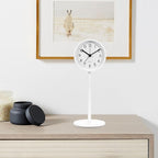 QIYAODECO® 3.2" Analog Alarm Clock,Small Retro Desk Clock Battery Operated,Slient Metal Table Clock with Light for Living Room Decor,Bedroom,Bedside,Shelf (White)
