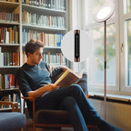 Modern LED Floor Lamp - Remote & Touch Control, Sky Torchiere Standing Lamp, Fully Dimmable, 3 Color Temperatures, Ideal for Living Room & Bedroom, Easy to Assemble(Brown)