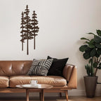 Metal Wall Art Decor Forest Pine Trees Minimalist Iron Tree Design Modern Nature-Inspired Wall Sculpture Hangings Home Decoration for Living Room, Bedroom, Bathroom, Kitchen, Outdoor - 18" Bronze