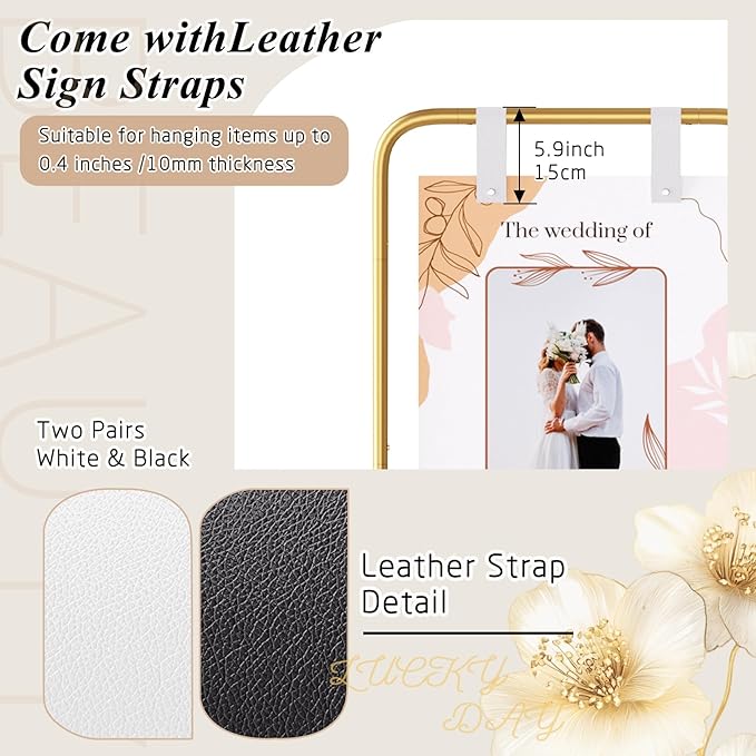 Wedding Welcome Sign Stand, Adjustable Welcome to Our Wedding Sign Holder,Heavy Duty Easel Stand for Sign, Wedding Seating Chart Stand, Easel for Display (Gold)