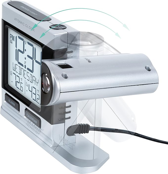 La Crosse Technology Atomic Projection Alarm Clock with Temperature | Wireless Digital Thermometer
