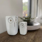 Wise Owl Decor Statue Sculptures – Set of 2 Small White Resin Figurines, 5¾ & 4 Inches High, Minimalist Decor for Home, Office, Bookshelf, or Desk