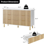 GarveeHome Dresser for Bedroom, Modern Chest of Drawers with Large Drawer, 6 Drawer Dresser with Gold Handles, Wood Storage Cabinet Organizer for Living Room, Hallway, Entryway, Natural