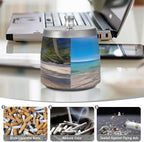 Hawaii Beach Sea Ashtray with Lid, Outdoor Ashtrays for Patio, Stainless Steel Ashtray Odorless Smokeless for Home Office Balcony
