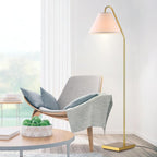 GLOBE Electric 62" Floor Lamp, Matte Brass Finish, Beige Fabric Shade, On/Off Rotary Switch, 6-Ft Clear Cord, Cozy Glam Style, E26 Base, 61000147
