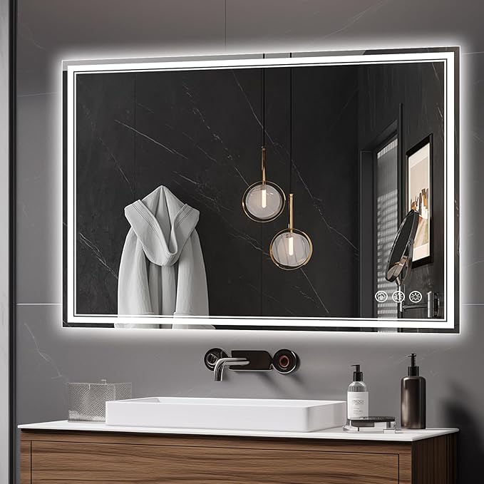 48x32 Inch LED Bathroom Mirror with Frontlit & Backlit（Independent Control）, Lighted Mirror for Bathroom Wall with 3-Color Dimmable & Anti-Fog, Vanity Mirror with Lights