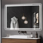 48x32 Inch LED Bathroom Mirror with Frontlit & Backlit（Independent Control）, Lighted Mirror for Bathroom Wall with 3-Color Dimmable & Anti-Fog, Vanity Mirror with Lights