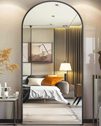 Antok Full Length Mirror, 81"x41" Oversized Floor Mirror Freestanding, Full Body Floor Standing Mirror with Stand, Hanging Mounted for Living Room Cloakroom,Black,Arched Style