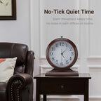 10-inch Vintage Mantel Desk Clock, Silent Desk Clock for Living Room Décor, Easy to Read Larege Retro Mantel Clocks for Fireplace and Shelf Decoration. (Brown)