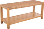 Alaterre Furniture Newport 40 Inch Solid Wood Entryway Bench - Modern Farmhouse Indoor Decorative Bench with Handcrafted Woven Rope Seat - Furniture for Entryway, Dining Room, or Kitchen (Light)