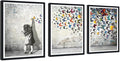 Novatique Banksy Canvas Wall Art Pop Art Wall Decor Banksy Butterfly Art Canvas Print Graffiti Picture Poster for Living Room Bedroom,12" x 16" x 3Pcs