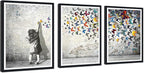 Novatique Banksy Canvas Wall Art Pop Art Wall Decor Banksy Butterfly Art Canvas Print Graffiti Picture Poster for Living Room Bedroom,12" x 16" x 3Pcs