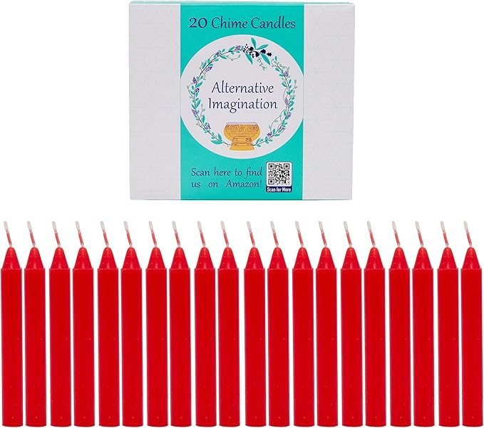 Alternative Imagination Red Chime Candles - 20 Pack of Unscented 4 Inch Mini Taper Candles - Dripless Long Burning Ritual Candles for Meditation, Spell Work, Birthdays, Ceremonies & Home Decor