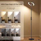 SUNMORY Floor Lamps for Living Room, 28W/1600LM Bright LED Floor Lamp with Remote & 2 Rotatable Lights, 74" Dimmable Tall Standing Lamp, Modern Reading Torchiere Corner Lamp for Bedroom Office, Black