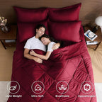 HEVUMYI Red Queen Comforter Set - 7-Piece All Season Bed in a Bag Queen, Ultra Soft Bedding Set with Comforter, Flat Sheet, Fitted Sheet, Pillowcases, Pillow Shams