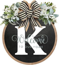 Circular Surname Front Door Welcome Sign - 26 Letter House Wreath, Front Porch Decorations, Year-Round Home Decor (K)