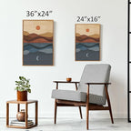 CHDITB Coastal Sunset Framed Canvas Wall Art Set, Nature Inspired Wall Decor, Mountain and Sea Artwork Spiritual Painting, Vintage Art Prints for Living Room, Bedroom, Office 24"x36"x3
