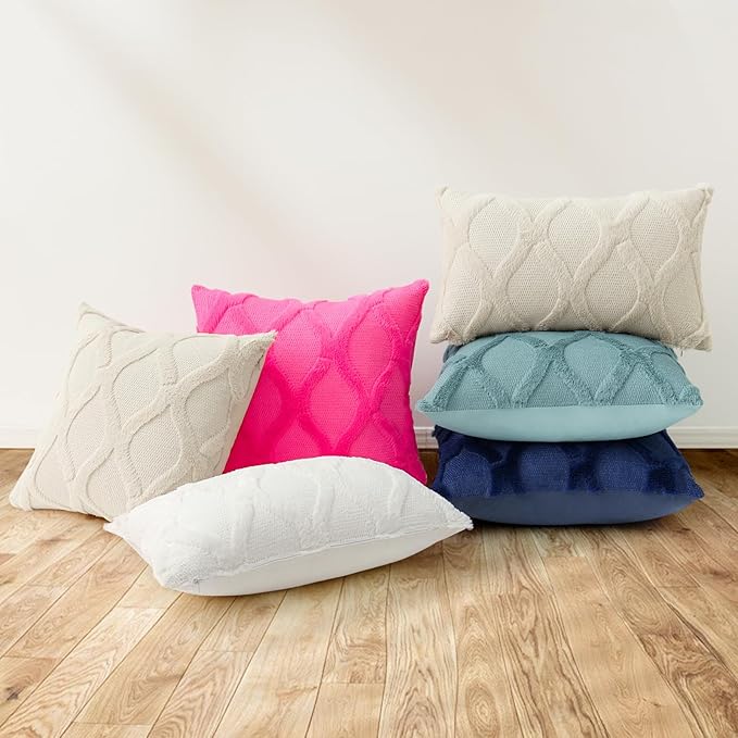 decorUhome Spring Euro Sham Throw Pillow Covers 26x26 Inch Set of 2, Soft Plush Faux Fur Wool Hot Pink Couch Pillow Covers, Decorative Neutral Pillow Cases for Bed Sofa Living Room Valentines Decor