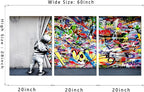 Novatique Banksy Wall Art Street Graffiti Picture Wall Decor Colorful Behind the Scenes Graffiti Poster Print Framed Ready to Hang Suitable for Living Room Office, 20" x 28" x 3Pcs