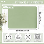Newwiee 48 Pcs Fleece Throw Blankets Bulk 50'' x 60'' Oeko-tex Standard 100 Certified Spring Outdoor Wedding Guest Blankets Lightweight for Sleepover Donation Lap Pet Sofa Home (Sage Green)