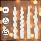 Nuanchu 4 Pcs 7.87 Inch Twisted Taper Candles Wax Unscented Smokeless Spiral Swirl Candlesticks for Wedding Holiday Dinner Party Home Decorations(White)