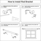Curtain Rods for Windows 16 to 48 or 60 Inches Max Adjustable Length 1 Inch Diameter Window Curtain Rod with Aluminium End Cap, White