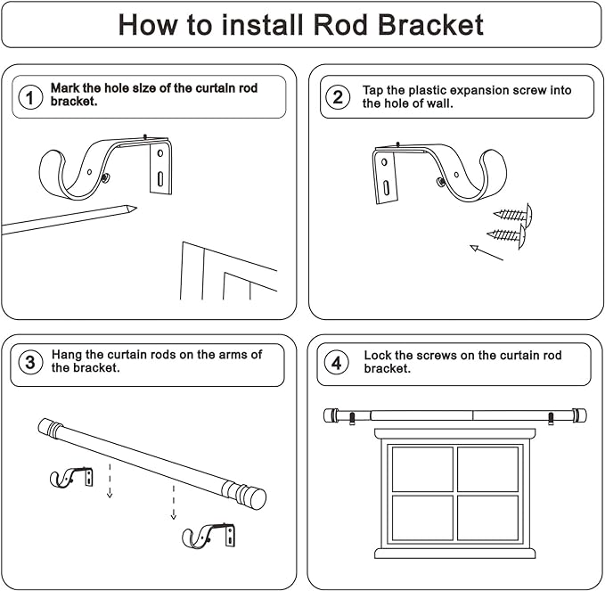 Curtain Rods for Windows 16 to 48 or 60 Inches Max Adjustable Length 1 Inch Diameter Window Curtain Rod with Aluminium End Cap, White