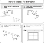 Curtain Rods for Windows 16 to 48 or 60 Inches Max Adjustable Length 1 Inch Diameter Window Curtain Rod with Aluminium Finials, Black