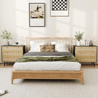 3 Drawer Storage Rattan Dresser, Boho Dresser Chest for Bedroom Hallway Living Room, Black