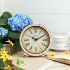 NIKKY HOME Vintage Table Clock, Metal Desk Clocks Retro Non-Ticking Clock Antique Non-Alarm Desk Clocks for Bedroom Living Room Indoor for Home Decor